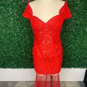 Red MNM Couture gown NWT